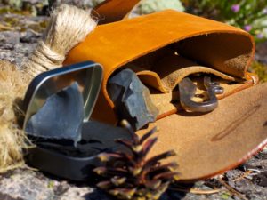 Flint and steel ready-to-use campfire kit