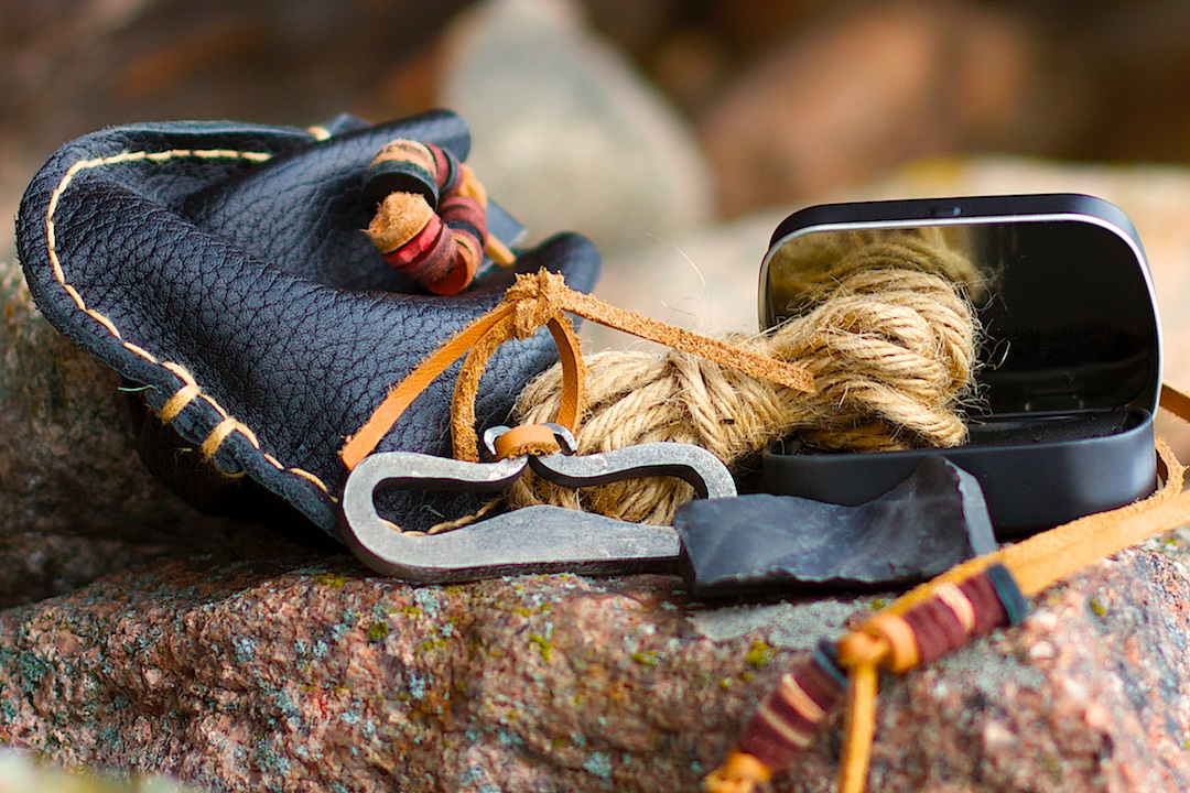 thumbnail interactive-video image 1 of Flint And Steel Fire Starter Kit By Lost River Leather – Complete C-Striker Set With Flint, Steel & Char Cloth 1 of 2